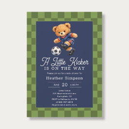 Teddy Bear Little Kicker Soccer Baby Shower 招待状