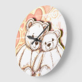 Teddy Bear Love ラージ壁時計 (傾斜)