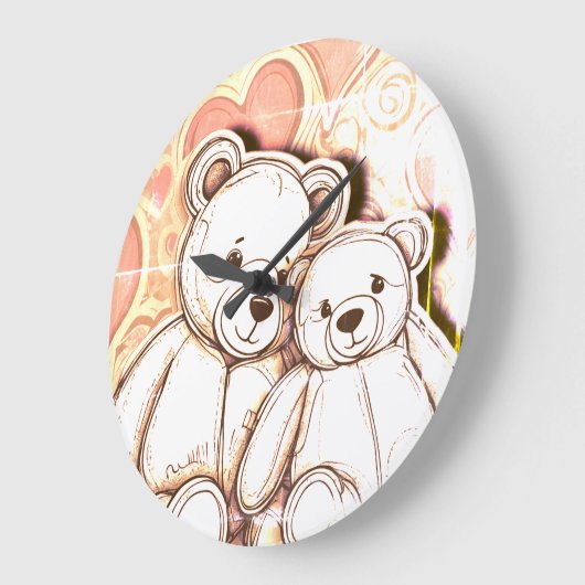 Teddy Bear Love ラージ壁時計 (傾斜)