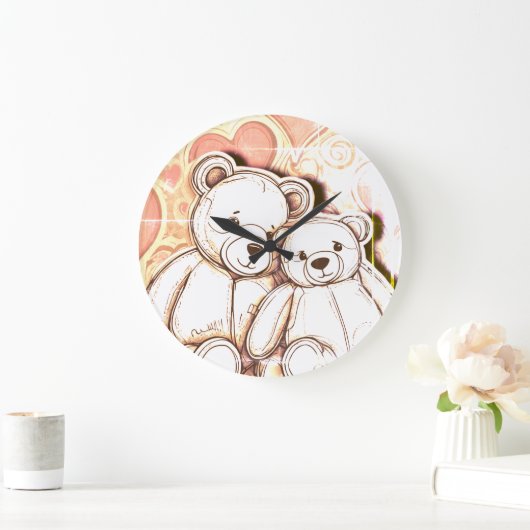 Teddy Bear Love ラージ壁時計 (ホーム)