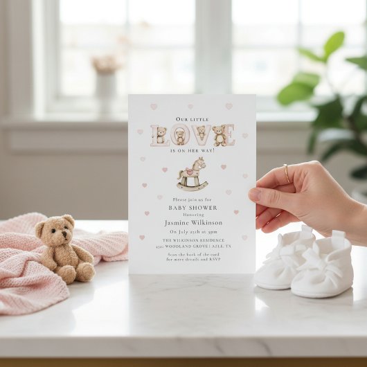 Teddy Bear Love Baby Shower Invitation 招待状
