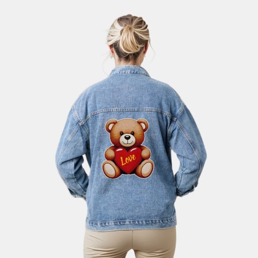 Teddy Bear "Love" Women’s Denim Jacket デニムジャケット (モデル)