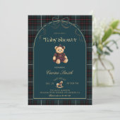 Teddy Bear Luxury Vintage Girl Baby Shower 招待状 (スタンド正面)