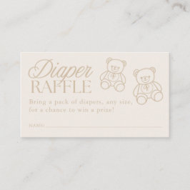Teddy Bear Minimal Baby Shower Diaper Raffle エンクロージャーカード