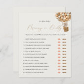 Teddy Bear MommyまたはDaddy Baby Showerゲーム (正面/裏面)