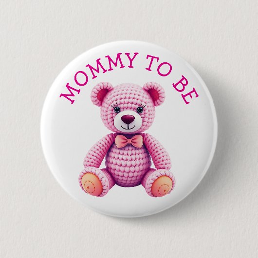 Teddy Bear  | Mommy to Be Baby Shower 缶バッジ (正面)