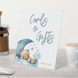 Teddy Bear Moonベビーシャワーカード&ギフト 台座サイン