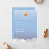 Teddy Bear Moon Baby Shower Wishes For Baby ノートカード (正面/裏面インサイチュ)