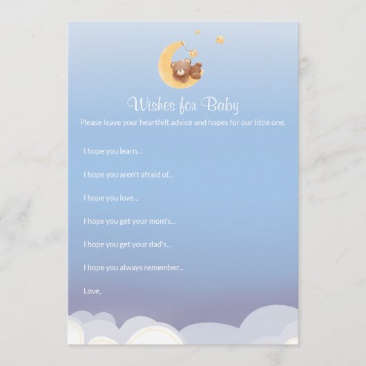 Teddy Bear Moon Baby Shower Wishes For Baby ノートカード (正面)