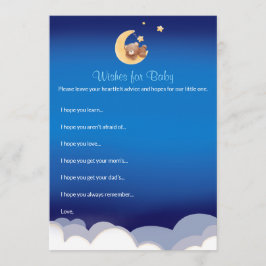 Teddy Bear Moon Baby Shower Wishes For Baby ノートカード