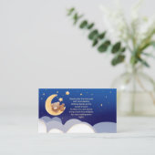 Teddy Bear Moon Blue Baby Shower Book Request エンクロージャーカード (スタンド正面)