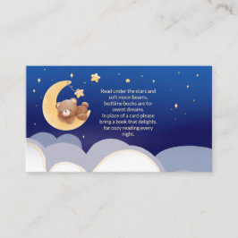 Teddy Bear Moon Blue Baby Shower Book Request エンクロージャーカード