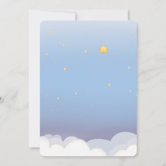 Teddy Bear Moon Dreamy Soft Blue Baby Shower 招待状 (裏面)