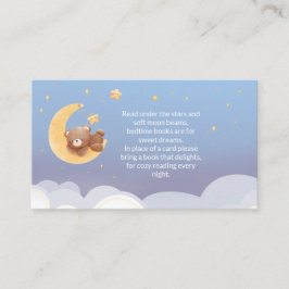 Teddy Bear Moon Soft Blue Baby Shower Book Request エンクロージャーカード
