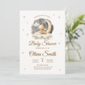 Teddy Bear Moon & Stars Neutral Baby Shower 招待状 (スタンド正面)