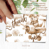 TEDDY BEAR NEUTRAL BABY SHOWER THANK YOU CARD サンキューカード