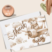 TEDDY BEAR NEUTRAL BABY SHOWER THANK YOU CARD サンキューカード