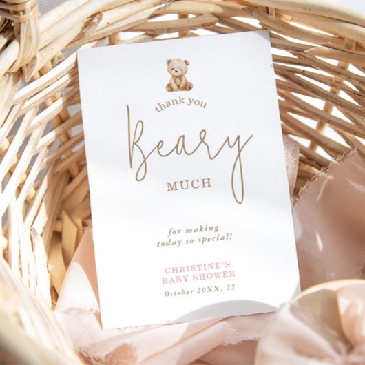 Teddy Bear Neutral Baby Shower Thank You Card サンキューカード