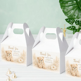 Teddy Bear Neutral Boho Baby Shower フェイバーボックス