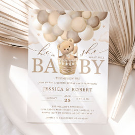 Teddy Bear Neutral Gender Reveal 招待状