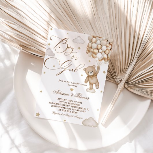Teddy Bear Neutral Gender Reveal 招待状