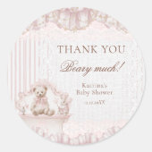 Teddy Bear Nursery Theme Baby Shower Thank you ラウンドシール (正面)