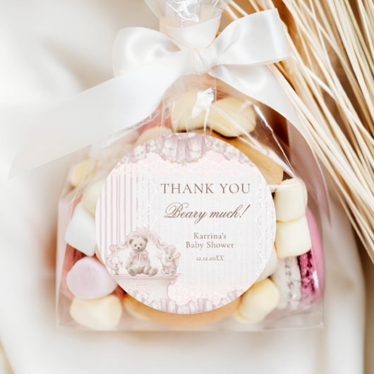 Teddy Bear Nursery Theme Baby Shower Thank you ラウンドシール