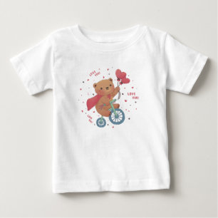Teddy Bear on Bike: Love You! ベビーTシャツ