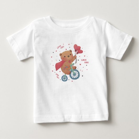 Teddy Bear on Bike: Love You! ベビーTシャツ (正面)