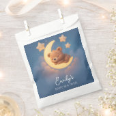 Teddy Bear on the Moon - Baby Shower Gift Bag フェイバーバッグ (クリップ留めされた状態)
