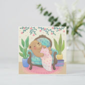 Teddy Bear on Vintage Armchair Illustration サンキューカード (スタンド正面)