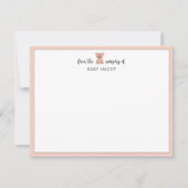 Teddy Bear Pale Pink Nursery Stationery Note Card 招待状 (正面)