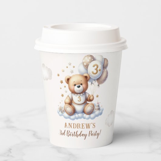 Teddy Bear Party – 3rd Birthday Tableware 紙コップ (裏面)