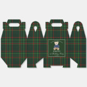 Teddy bear party favors green plaid personalized フェイバーボックス (見開き)