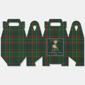 Teddy bear party favors green plaid personalized フェイバーボックス (見開き)