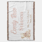 Teddy Bear Pastel Champagne  Gold Baby Girl  スローブランケット (正面縦)