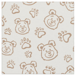 Teddy Bear Paws Boho Boy Baby Kids Neutral Beige ファブリック