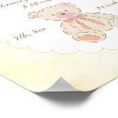 Teddy Bear Personalized Birth Info Nursery ポスター (角)