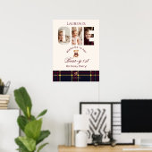 Teddy Bear Photo Beary 1st Birthday Welcome ポスター (ホームオフィス)