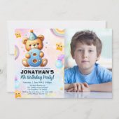 Teddy Bear Photo Birthday 8 for Boys  招待状 (正面)