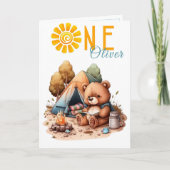 Teddy Bear Picnic 1st Birthday Card カード (正面)