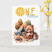 Teddy Bear Picnic 1st Birthday Card カード (黄色い花)