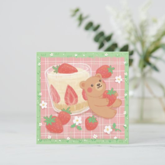 Teddy Bear Picnic with Strawberries カード (スタンド正面)