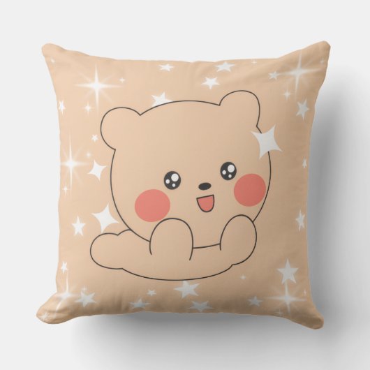 Teddy Bear Pillow for Kids – Cute Nursery Design クッション (正面)