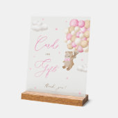 Teddy Bear Pinkベビーシャワーカード&ギフト アクリルサイン (傾斜)