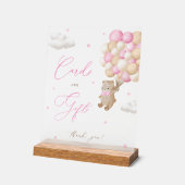 Teddy Bear Pinkベビーシャワーカード&ギフト アクリルサイン (傾斜)