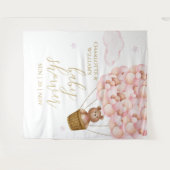 Teddy Bear Pink Baby Showerの写真の背景 タペストリー (正面(横))
