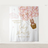 Teddy Bear Pink Baby Showerの写真の背景 タペストリー (正面)