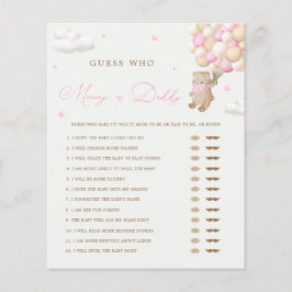 Teddy Bear Pink Baby Shower Mommy or Daddyゲーム