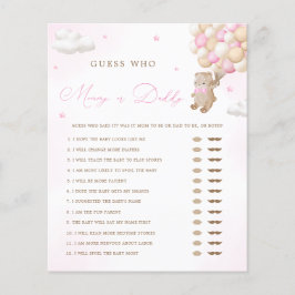 Teddy Bear Pink Baby Shower Mommy or Daddyゲーム
